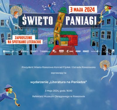 Grafika promująca wydarzenie "Literatura na Paniadze"